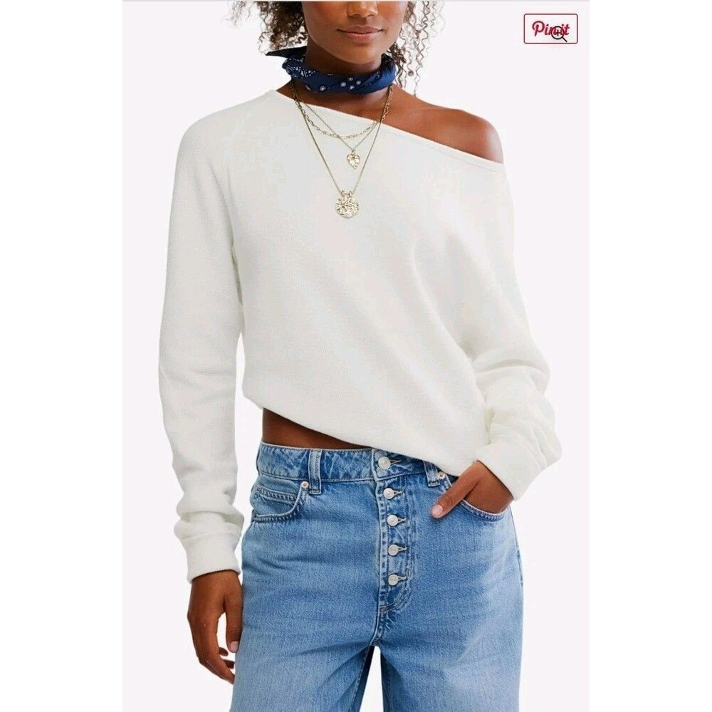 NWT Free People Jess Long Sleeve Thermal Top Clean Ivory Large $68